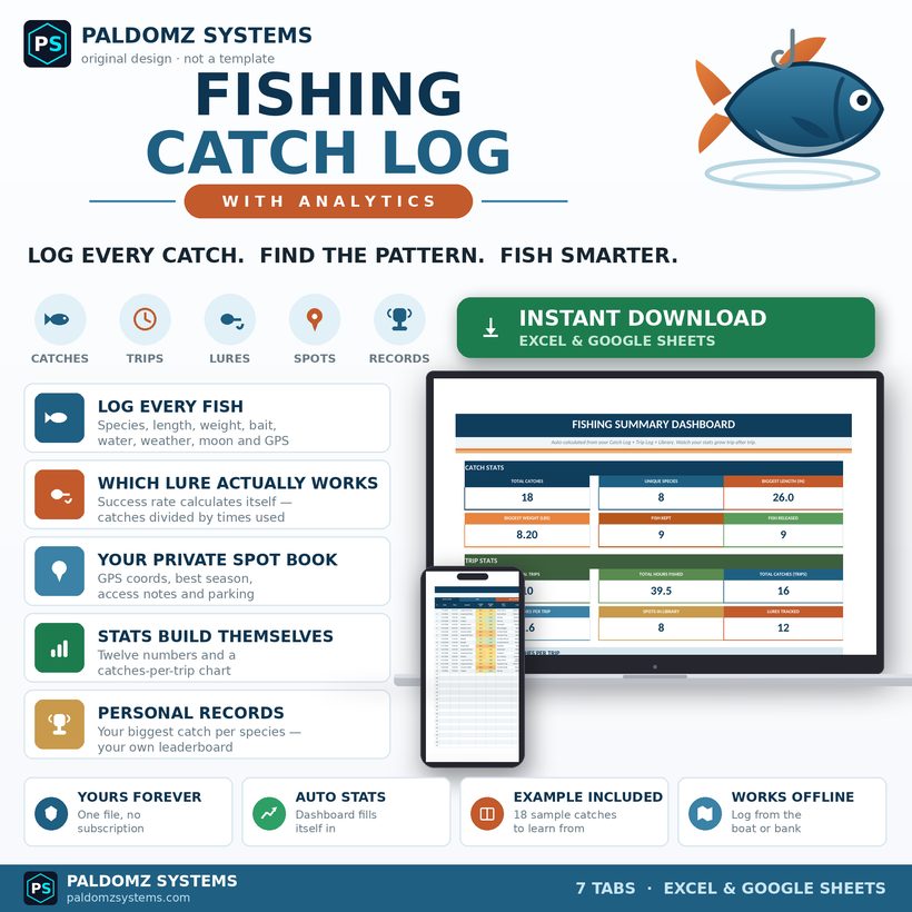 Fishing Catch Log — Paldomz Systems Etsy product